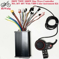 500W 750W 1000W Sine Wave 30A 36V 48V Brushless Motor Controller with V889 Color instrument Kit for 