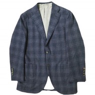 二手 CUSTOM TAILOR BEAMS日本製造，採用 ARISTON 布料，3B 格紋夾克，44 碼（訂製款）。海軍藍羊毛修身夾克。