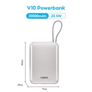 [เครื่องหมาย CCC]VINKO Pocket V10 Power Bank 20000 mAh แบตสำรอง สำหรับ Android/iOS 14/15/16 22.5W ชา