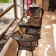Household Balcony Table Chair Rattan Chair Chair Garden Three-Piece Set w & Courtyard Outdoor Rattan