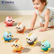 TME  Colorful Wind-up Hopping Chick Clockwork Swing Crawling Toy Toddlers Educational Interactive Ea