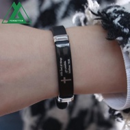 FORBETTER Inspirational Quote Bracelets, Cross Design Silicone Material Family Friendship Bracelet, 