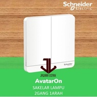 SCHNEIDER AVATARON DOUBLE WHITE SWITCH 2 GANG 1 WAY E8332L1LED_WE_G3