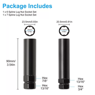Small 6 Spline & 7 Spline Sockets Fuel Rim Lug Nut Key Wrench For Aftermarket Lugnuts 14X1.5 14X2.0 