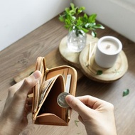 萱草棕 5卡 L型拉鍊短夾錢包丨客製打字 日港幣可放丨禮物紀念