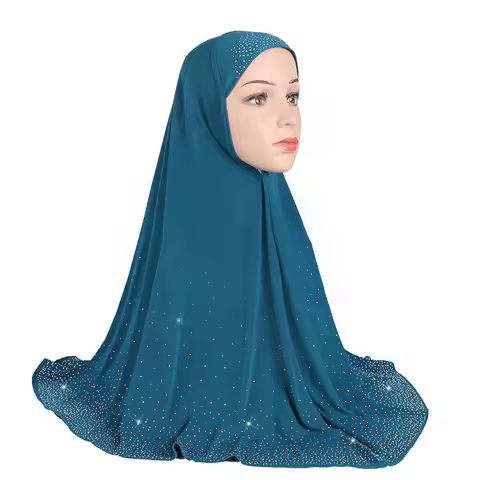 H112 Adults big size muslim hijab scarf with rhinestones islamic headscarf hats armia pull on headwr