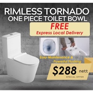 Rimless Tornado One-Piece Toilet Bowl