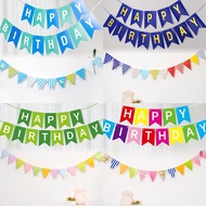 【NEW】Happy Birthday Banner Bunting Flag Party Kids& Adults Decor Baby Colorful Pull Flags set Banner