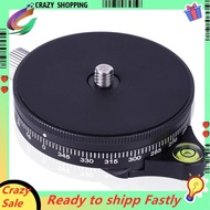 Camera Pan Base With  Style Plate, 0.95Cm Screw Aluminum Panoramic Ball Tripod Head With Bubble Leve