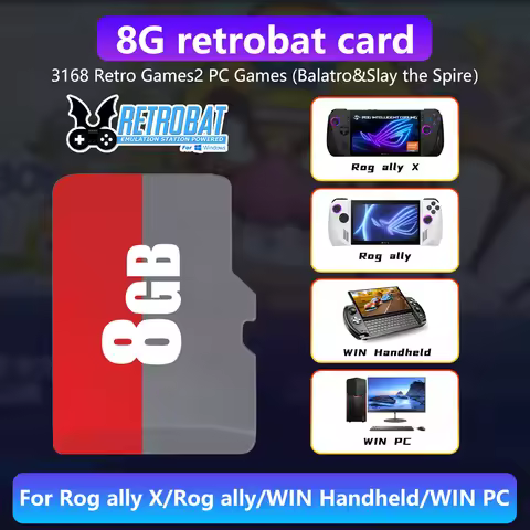 Retrobat 8GB Game TF Card Retro Gaming Memory Card With 3168 Retro Games&2 PC Games 9 Emulators  For