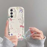 1pc Pink Ditsy Floral Cream Texture Soft Shell Anti-Drop Cream Case Asymmetrical Shaped Phone Case S