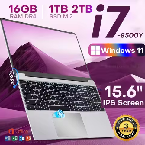 2025 New 15.6 inch Laptops Notebook Windows 11 Pro 1920*1080P Notebook Intel Core i7 8500Y 16GB RAM 