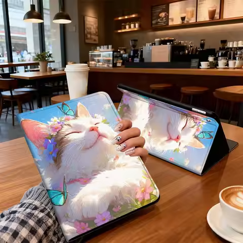 Cartoon Cat Art Flower For Xiaoxin Lenovo Pad Tab K10 K11 M10 P12 P11 Pro GT Gen2 Plus Legion Y700 Y