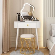 全城熱賣 - 北歐奶油風臥室岩板化妝台（新款60岩板面+雲朵鏡+鳥巢凳）