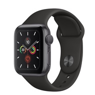 Apple Watch Series 5 (GPS)；40 公釐太空灰色鋁金屬錶殼；黑色運動型錶帶 +贈 (保貼+保套)