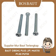 White Iron JP Bolts, Plus Screwdriver Bolts Size M6X110 P1.00