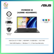 Asus Laptop VivoBook 15 A1500E-AEJ2480WS 15.6'' FHD Indie Black ( I3-1115G4, 4GB, 512GB SSD, Intel, W11, HS )