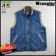 Wrangler®แท้ อก 45 เสื้อยีนส์ เสื้อแจ็คเก็ตยีนส์ ผู้ชาย แรงเลอร์ สียีนส์ บุขน เสื้อแขนยาว เสื้อกั๊ก เนื้อผ้าดี Made in CHINA