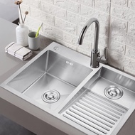 Bathroom Laundry Sink Stainless Steel  Sink With Washboard Wash Basin Easy Clean Double-Bowl