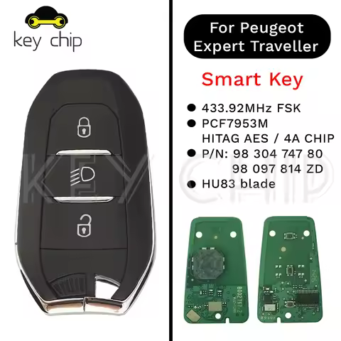 Smart Key 433Mhz FSK 9830474780/98097814ZD For Peugeot 3008 5008 Expert Traveller 4A CHIP PCF7953M