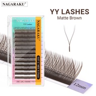 NAGARAKU Brown YY shape hand woven premium mink soft light natural eyelashes extension