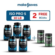 MakeMoves Whey ISO Pro สูตรลีน กล้ามชัด  (รสช็อคโกแล็ต)  สีน้ำเงิน   5กระปุก แถม Bcaa 2กระปุก