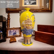 Apricot vase embossed with smooth sailing in all colors according to feng shui, 42cm high (Free wood