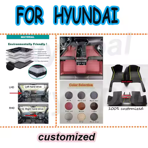 LUXURY CarFloor Mats For HYUNDAI Santa 5seat Santa Fe Veracruz Valoster Genesis GV80 H1 grand starex