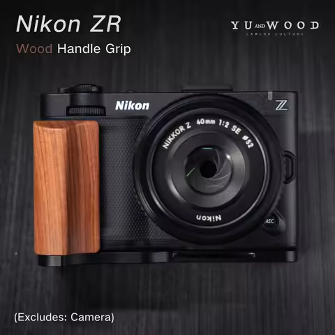 YUWOOD ZR L-Shaped Mount Plate with Wooden Handle for Nikon ZR Built-in Arca-Swiss Quick Release Pla