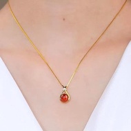 Kalung Perempuan giok kristal merah dan hijau titanium perhiasan