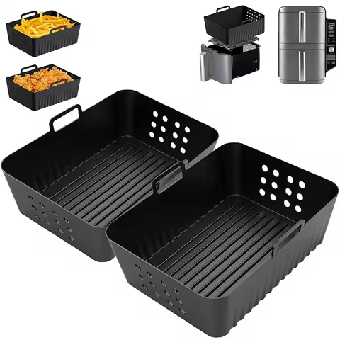 2PCS Silicone Air Fryer Basket Liners for Ninja Double Stack XL 9.5L Air Fryer Non-stick Silicone Ov