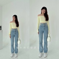 LOUISE JEANS - Women's Straight Jeans Korean Looks Waist Details XS - XXL