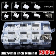 MARIER 230Pcs Pin Connector, 2p 3p 4p 5pin XH2.54 2.54mm Pitch Terminal, 4 Value Housing Kit Male An