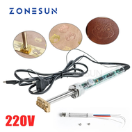 ZONESUN หัวแร้งไฟฟ้า60Wสำหรับหนังแบบมือถือปรับแต่งโลโก้ได้ตามต้องการแม่พิมพ์ทองเหลือง