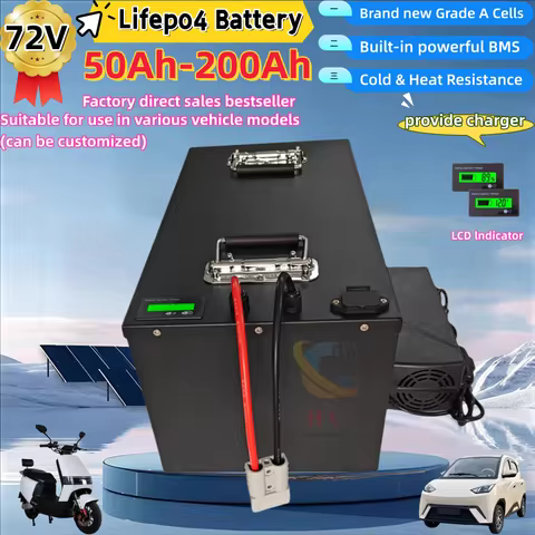 Lifepo4 72V 50Ah 60Ah 70Ah 80Ah 100Ah 150Ah 180Ah 200Ah Lithium Battery for Scooter Motorcycle Tricy