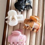 4pcs/1pc Women's Marbled Series Small White, Pink, Khaki, Black Plastic Hair Clips, Fashionable Vers
