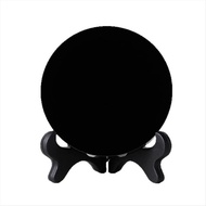 High Quality Natural Black Obsidian Scrying Mirror Healing Crystals Stone Round Plate Mirror Home De