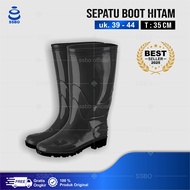 SEPATU BOOT KARET JEEP HITAM KERJA PROYEK ANTI BANJIR HUJAN AIR BAHAN PVC TERLARIS