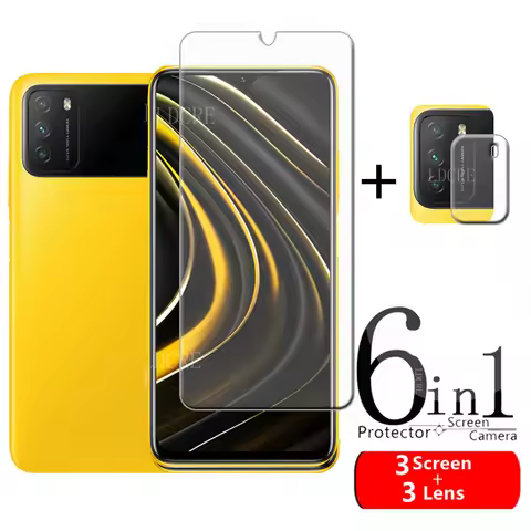 6-in-1 For Xiaomi Poco M3 Glass For Poco M3 Tempered Glass Screen Protector For Note 9 Pro Redmi 9 A