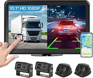 SUVOIT WiFi GPS 6CH RV Backup Camera System with 10.1" HD Touchscreen Monitor,4x1080P Front&Rear&Sid