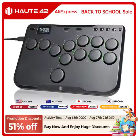 Haute42 Arcade Joystick Mini Hitbox Leverless Arcade Controller For PC/PS4/PS5/Switch Leverless Arca