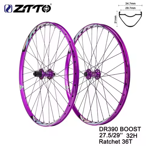 ZTTO DR390 Tubeless Wheelset 27.5" 29" Bicycle 35mm Wide Rim 148 Thru Axle 135 QR Boost 32H 36T Ratc