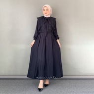 Azkana Batik - Gamis vest outer lace mix Brukat Dress black Exclusive Dress Latest Eid Gamis Invitat