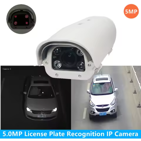 5MP IR LED Vehicle License Number Plate Recognition 5-50mm Varifocal Lens POE LPR IP Camera For High