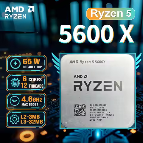 Brand New AMD Ryzen 5 5600X 6-Core 12-Thread 4.6GHz 32M L3 7NM 65W AM4 DDR4 Gaming CPU - No Cooler a