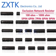10pcs 5PIN 6PIN 7PIN 8PIN 9PIN exclusion Network Resistor array DIP 100 220 330 470 510 1K 1.2K 1.5K