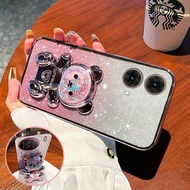 For Moto G85 G60 G40 Fusion G34 G32 G24 G45 G04S G04 G14 E14 Case with Gradient 3D Bear Folding Stan