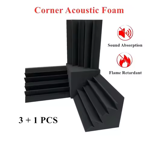 4Pcs/Set Acoustic Foam 3Pcs12x12x24 Bass Trap Wall Foam + 1Pc 15x15x15cm Cube Sound Insulation Foam 