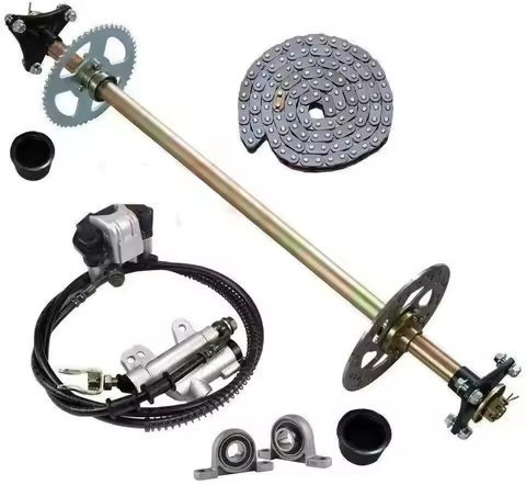 Upgraded 740mm Go Kart Live Rear Axle Complete Kit with Brake Assembly and T8F Chain Sprocket for DI