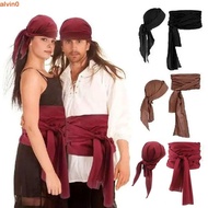 ALVIN Halloween Scarf Belt, Solid Color Triangle Scarf Pirate Headband Waist Belt, Retro Medieval Re